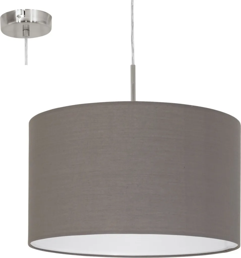 Lampada Sospensione 38cm Eglo Pasteri Tessuto Antracite Nichel Opaco - 19