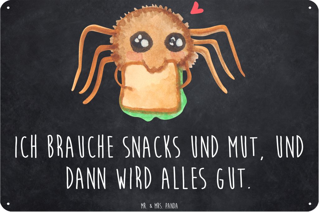 Mr. & Mrs. Panda tafel Spinne Agathe Sandwich DIN A3 - Kreidetafel - Geschenk, Blechschild, Metallschild, Hungrig, Mut, Hunger, Alles Wird gut, Tü...