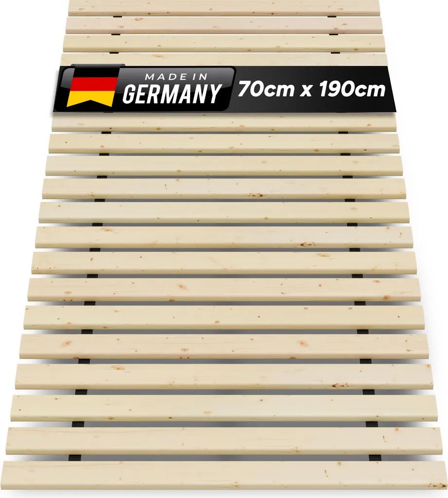 Cadre de lit à lattes 70x190cm robuste TUGA pour sommier fixe bois