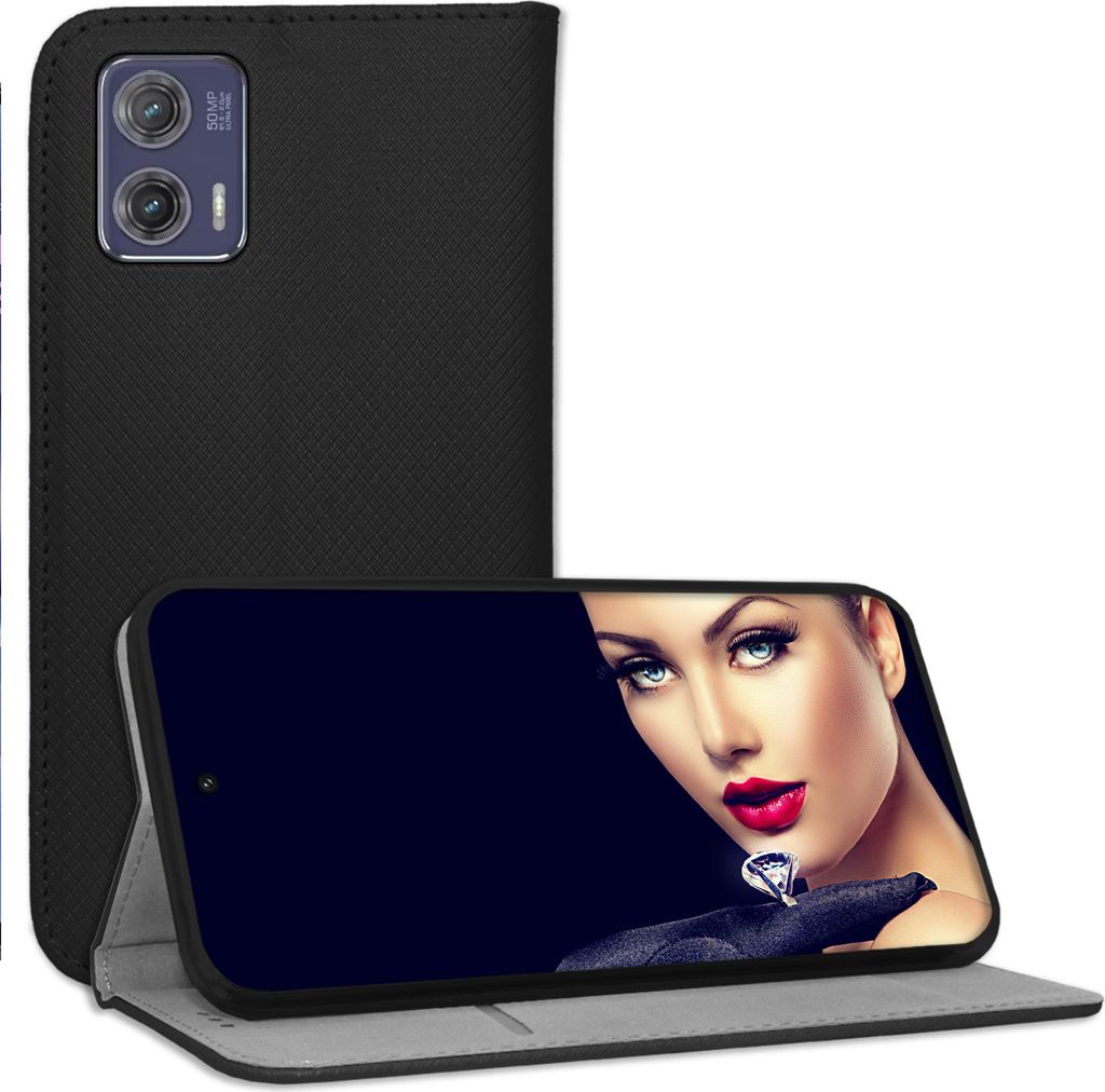 Bookstyle Schutzhülle Klapphülle Schutztasche Etui Cover für Motorola Moto G73 5G (6.5'') - Schwarz