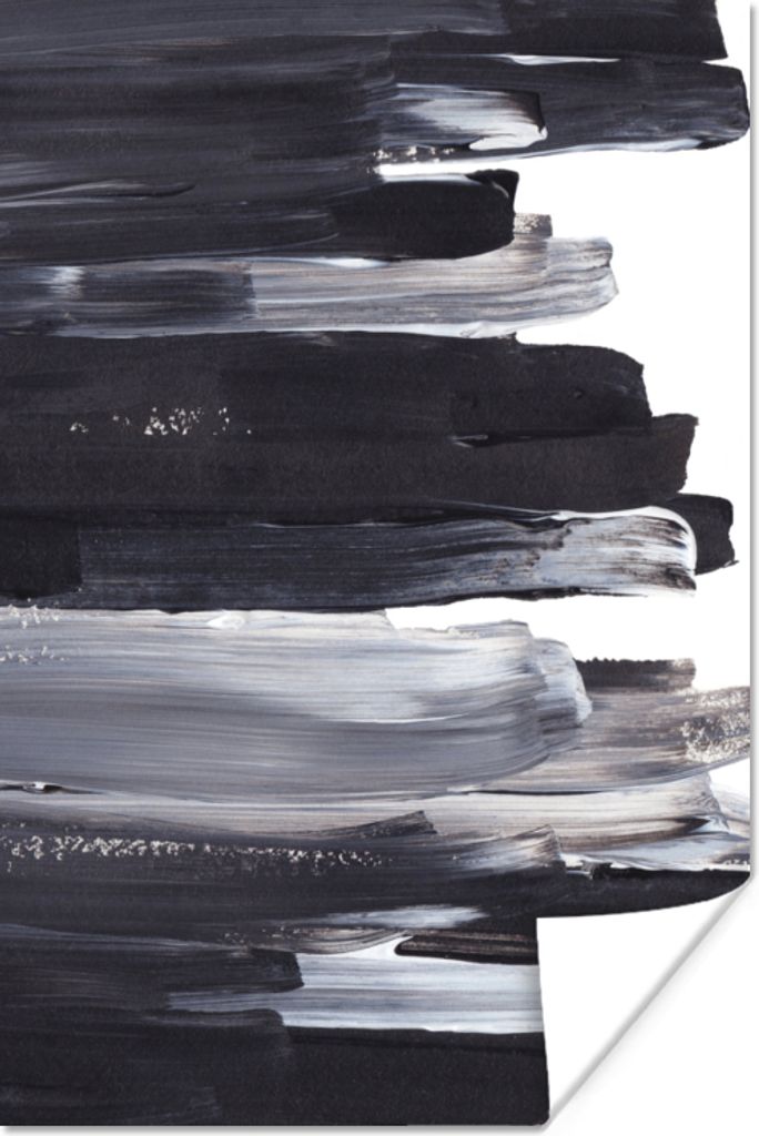 MuchoWow Poster Farbe - Schwarz - Design 60x90 cm - Wanddekoration