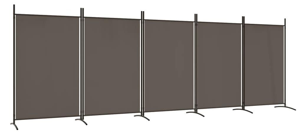 vidaXL paravento 5 pezzi antracite 433x180 cm tessuto Immagine del prodotto 