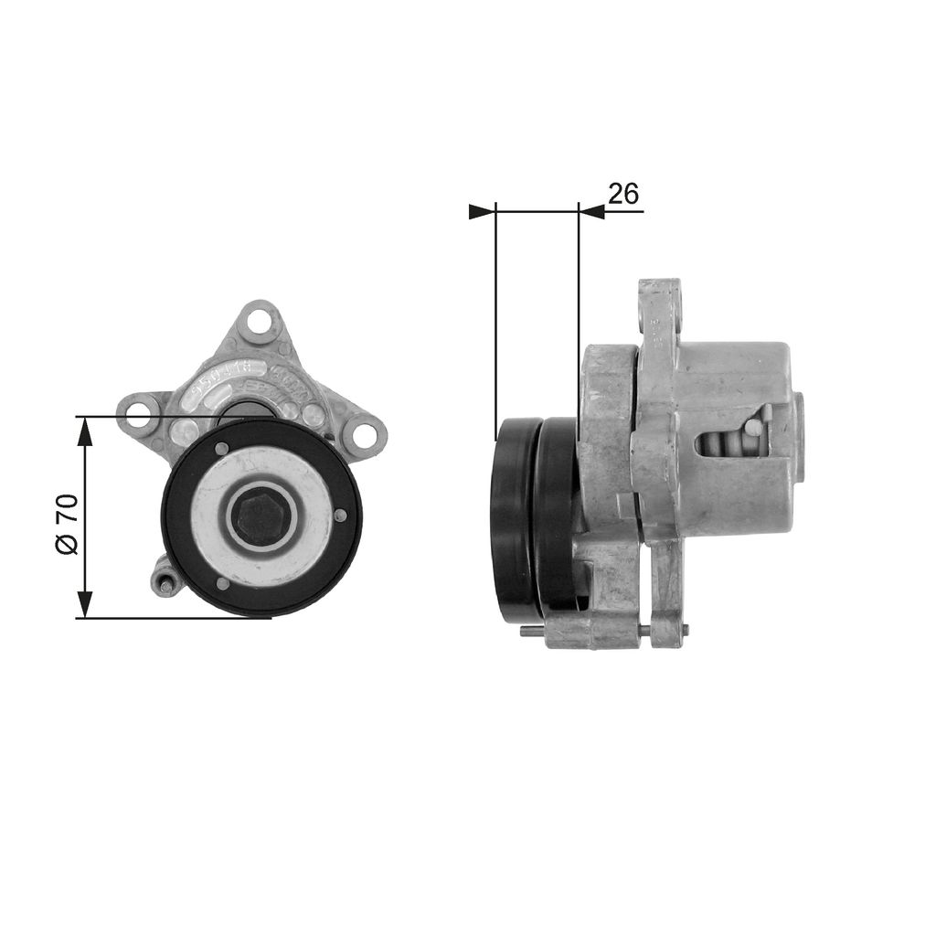 GATES T38283 Spannrolle Keilrippenriemen 70mm für VW GOLF III (1H1) Polo Schrägheck (6N1) GOLF III Variant (1H5) Caddy II Kastenwagen (9K9A) Vento