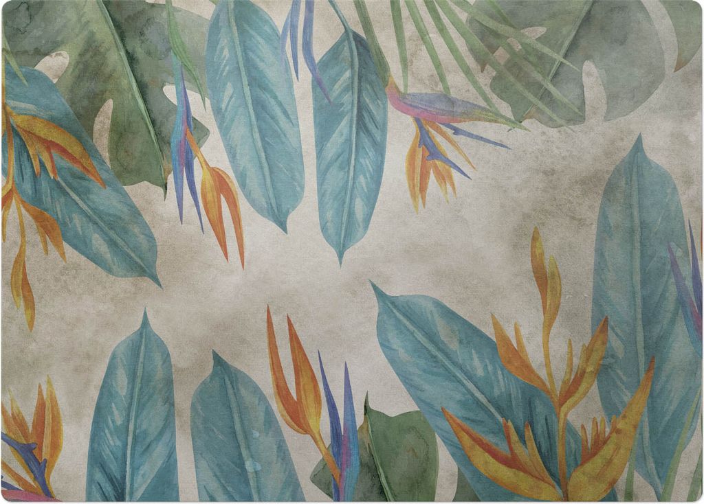 Exotische Blätter Und Blüten – Bodenschutzmatte – Rutschfest – Schutzmatte für Büro – Vinylmatte – Stuhlunterlage – 140 x 100 cm