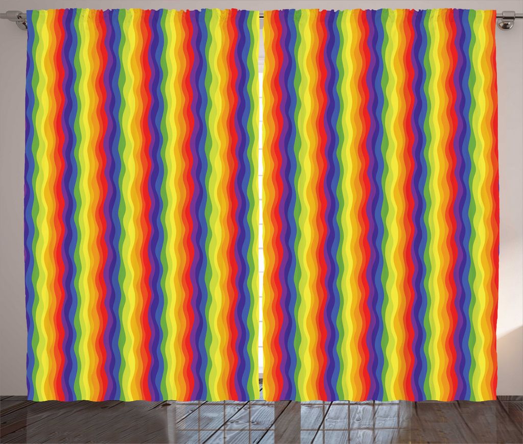 ABAKUHAUS Stolz Rustikaler Vorhang, Geschlecht Thema Flagge Regenbogen, Wohnzimmer Universalband Gardinen mit Schlaufen und Haken, 280 x 225 cm, Me...