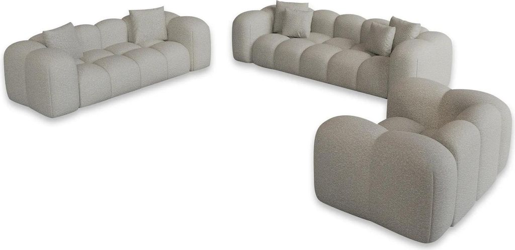 Bouclé 3-2-1-Sitzer Sofa Set Valora Weiß