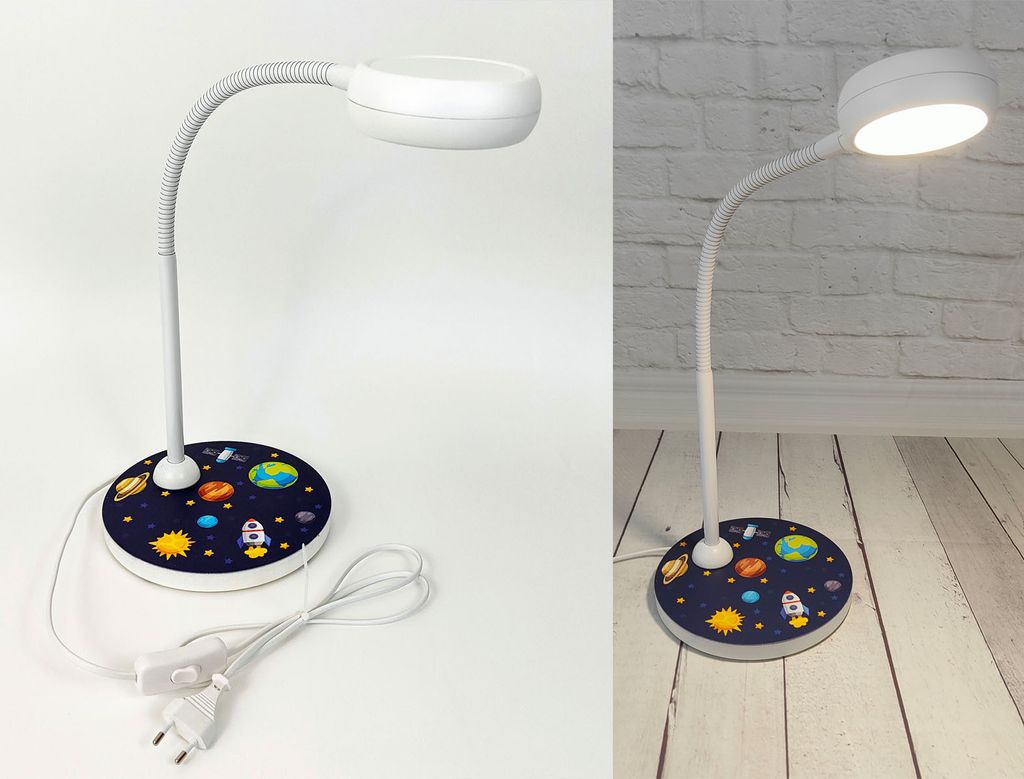 Schreibtischlampe WELTALL für Kinderzimmer & Jugendzimmer, Leselampe Höhe 43cm