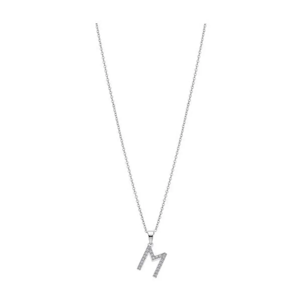 Lotus Silver LP1958-1/M: Collana Lettera M in Argento 925 con Zirconi