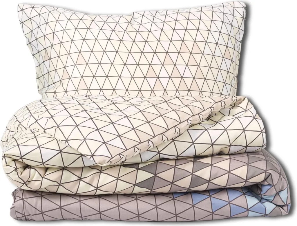 Biancheria da Letto Raso 220x200 Beige Primavera - Stile Geometrico