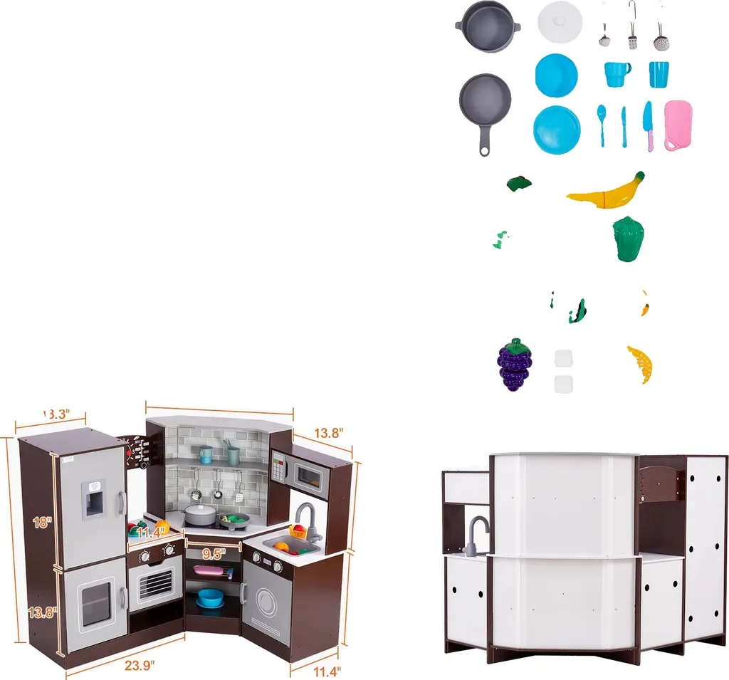 Cuisine enfant avec sons et lumières VEVOR, grand rangement en bois