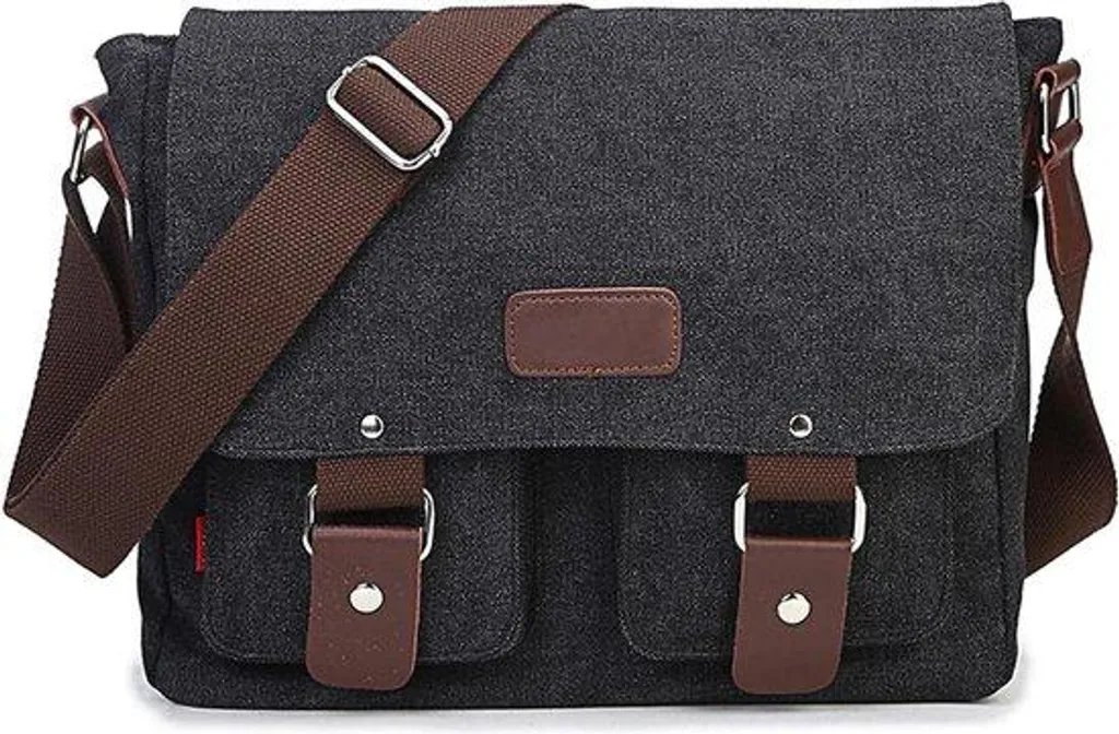 Sac à bandoulière homme multipoche noir - Grand volume haute densité