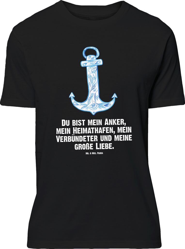 Mr. & Mrs. Panda Größe XL T-Shirt Anker Blau - Schwarz - Geschenk, mit Spruch, Lustige Sprüche, Tshirt, Shirt