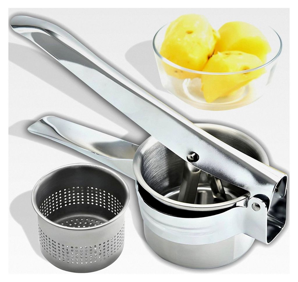 Kartoffelpresse aus Edelstahl, hochwertige Presse für Kartoffelpüree, Multipresse, einfache Reinigung, spülmaschinengeeignet, rostfrei, für Obs...