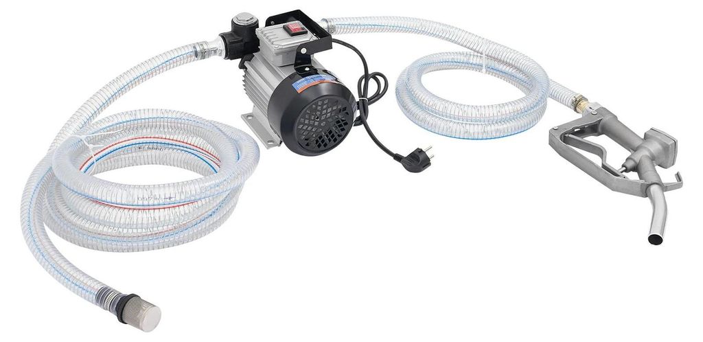 Diesel-Transferpumpe 230V - Selbstansaugende Dieselpumpe 550W - Förderleistung 60 l/min - Manuelle Ölpistole - Schlauchset - Für Auto Boot Wohnm...