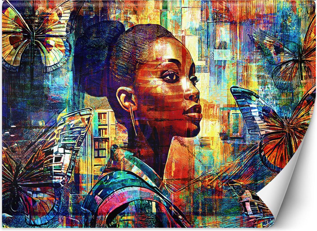 Vlies fototapete Afrikanische Frau Glamour 450x315 cm Feeby Lila inkl. Kleber einfache Montage