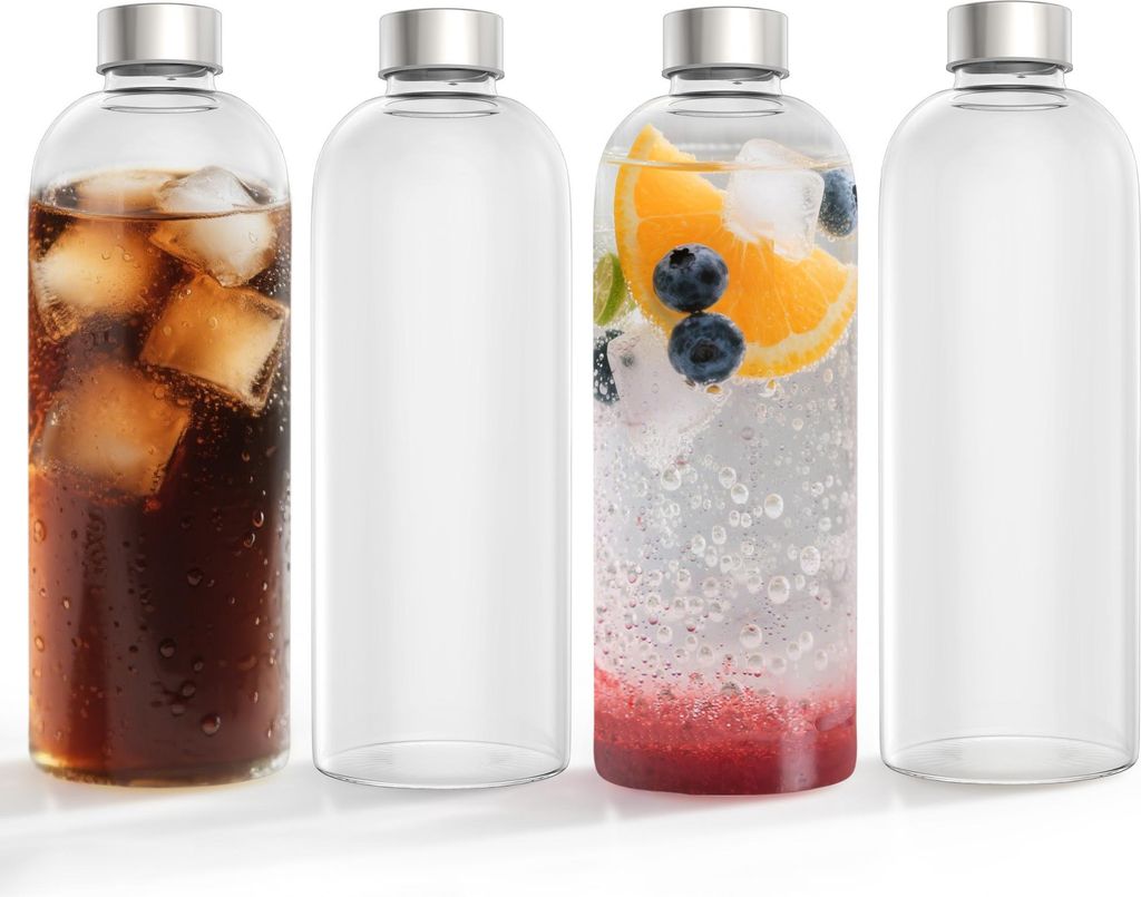 UISEBRT sada 4 skleněných lahví na pití o objemu 1000 ml s Obrázek produktu 