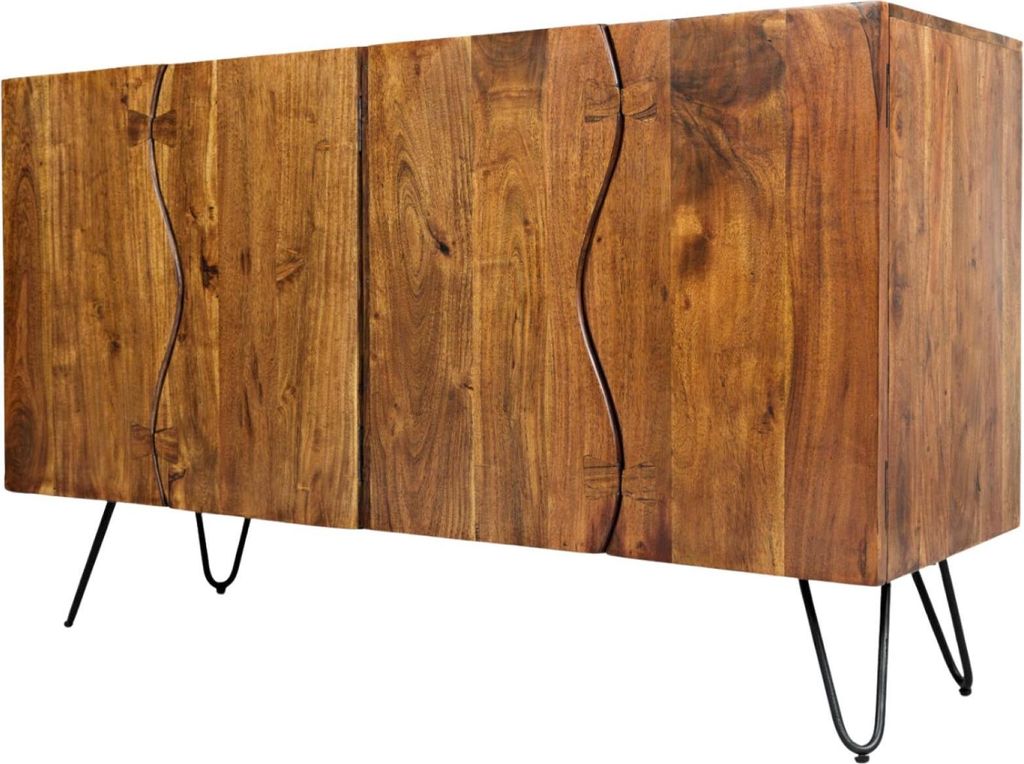 FURNLUX Anrichte Avola Nussbaum Und Schwarz 137cm / Hauptfarbe: Braun / Abmessungen: 137 x 82 x 46 cm