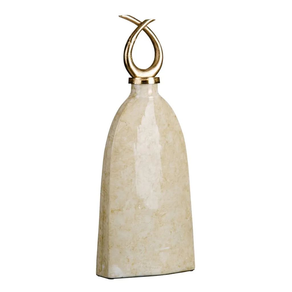 Grand vase cristal et métal or blanc 24x13x64 cm - Élégance Moderne Lux