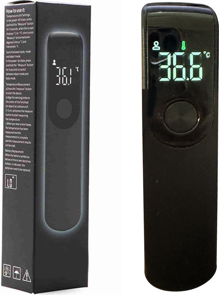 Stirn-Thermometer schwarz Mini tragbare berührungslose Infrarot Handheld elektronische Thermometer für Zuhause
