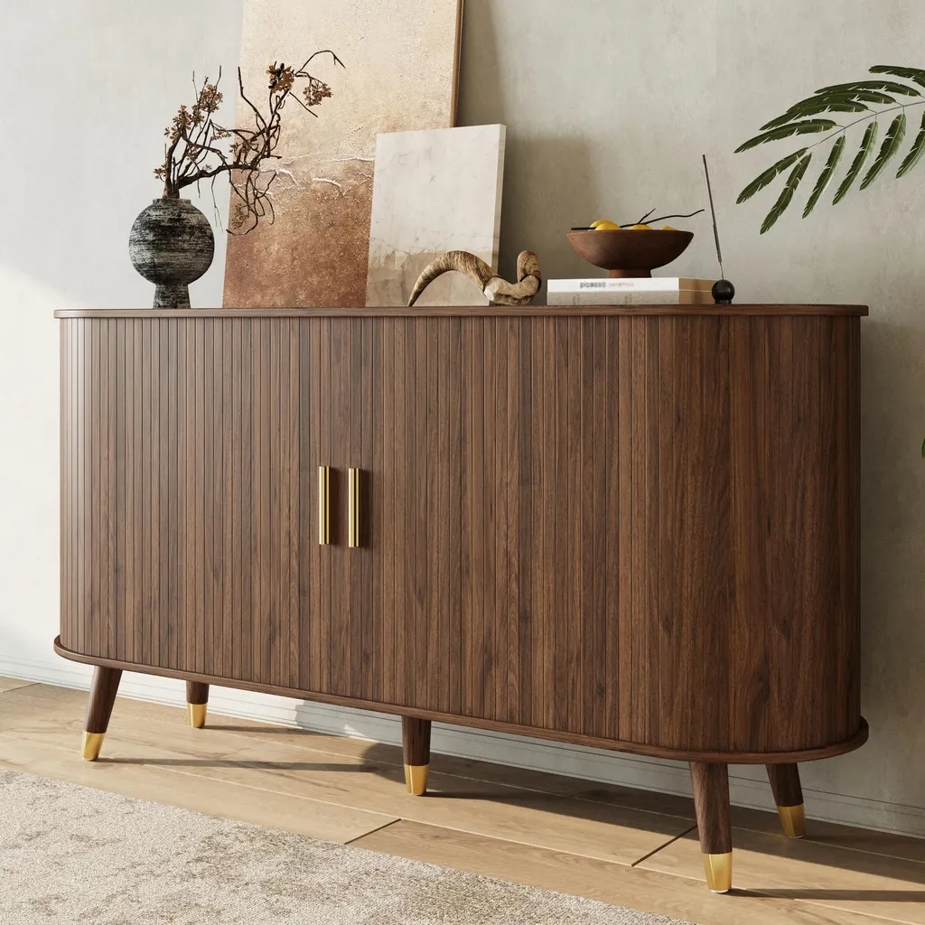 Commode de rangement multifonctionnelle avec pieds en bois massif - 2