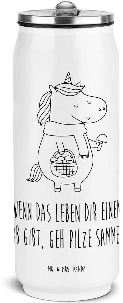 Mr. & Mrs. Panda Wasserflasche Einhorn Pilz - Weiß - Geschenk, Spruch, Trinkflasche, sport, Sportflasche, Pilze, Unicorn, Thermosflasche, Einhörn...
