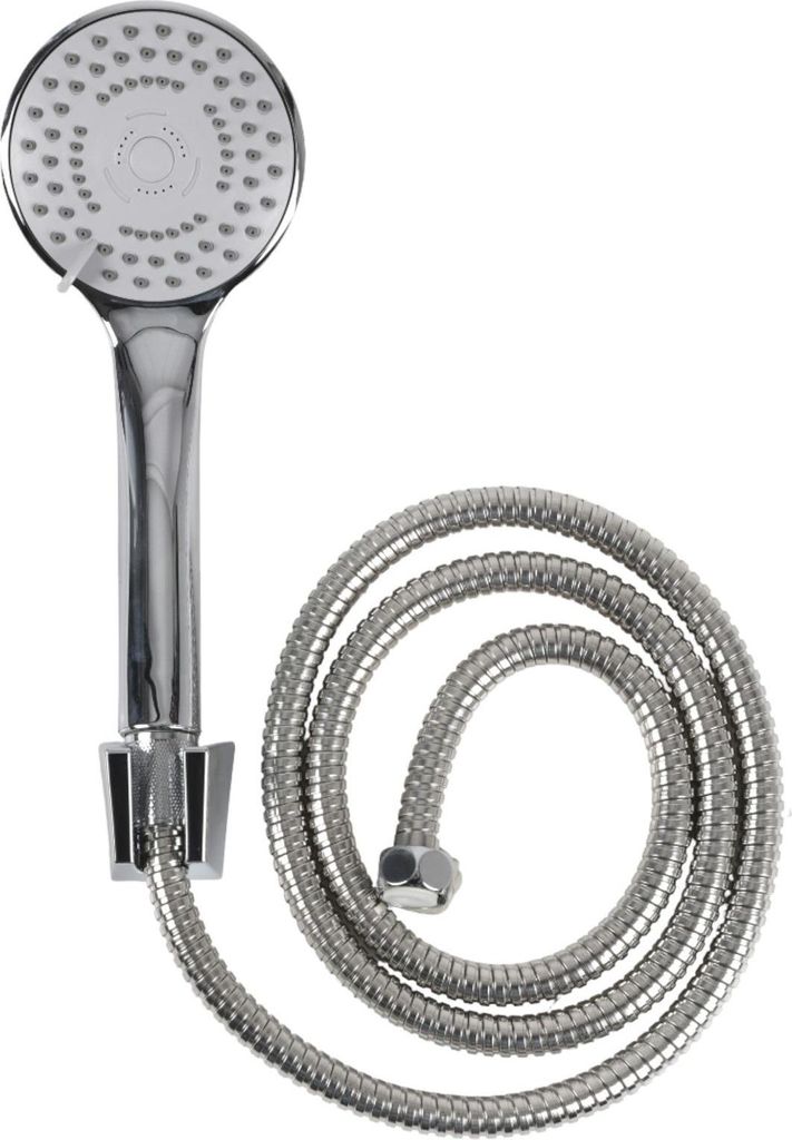 6x Handbrause-Set Basic 3tlg. Chrome Multifunktionsbrause Duschbrause Duschschlauch Duschkopf Brausekopf