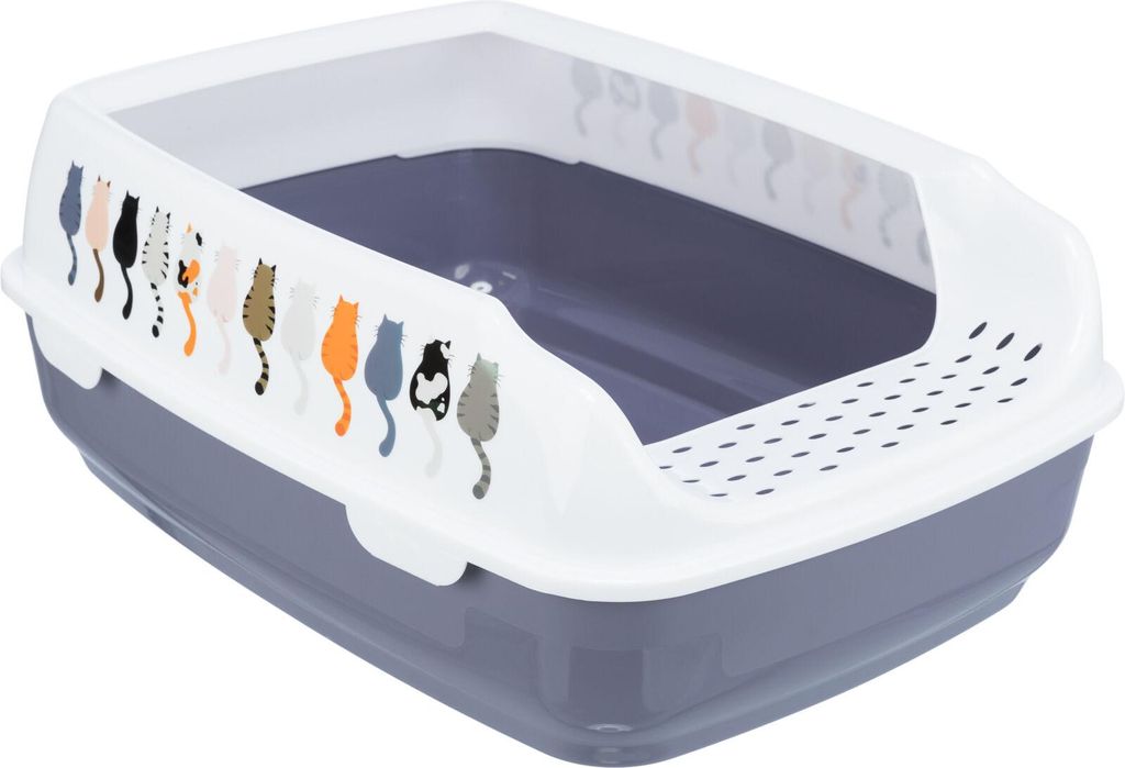TRIXIE Katzentoilette Delio, mit Rand - lila/weiß - 38 × 20 Produktbild 