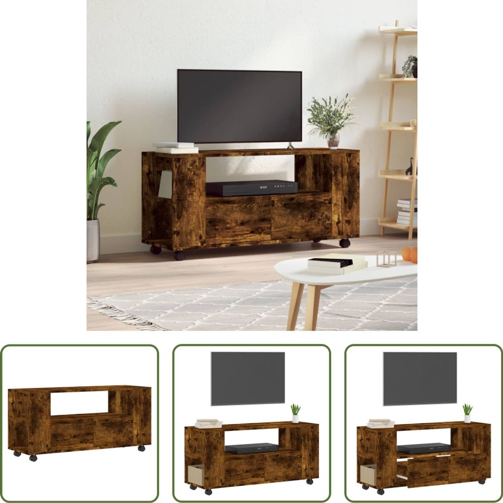 The Living Store TV-Schrank Räuchereiche 102x34,5x43 cm Holzwerkstoff