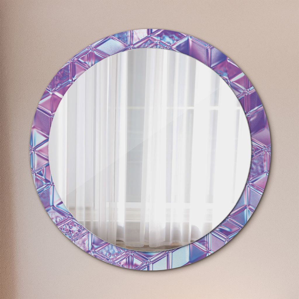 Modern Spiegel - Wandspiegel Design Wandmontage – Badspiegel mit Aufdruck - Rundspiegel - Abstrakt Surreal - Rund: Ø90cm
