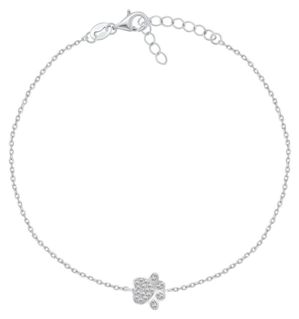 Silbernes Fuß kettchen Paw mit Zirkonen ANK109W