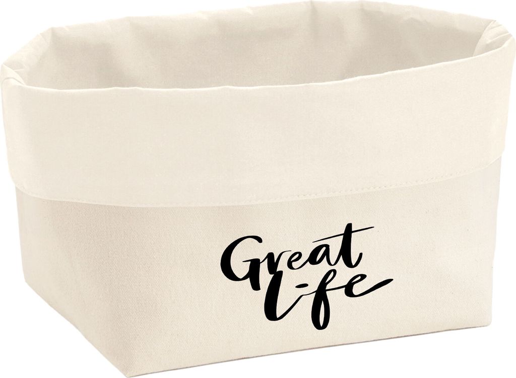 Huuraa Organizer Great Life Schriftzug 3 Liter Medium Canvas Baumwolle Utensilo Geschenkidee