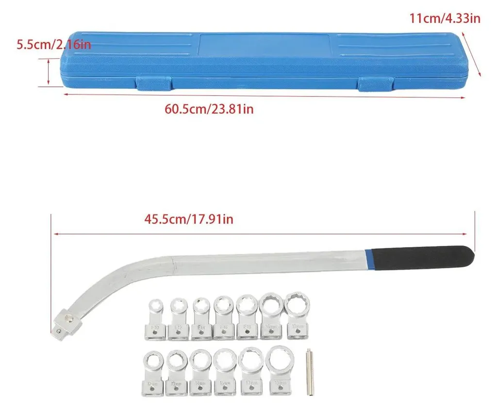 Clé pour courroie trapézoïdale crantée avec adaptateur E-Torx E10-E18 Cr-V