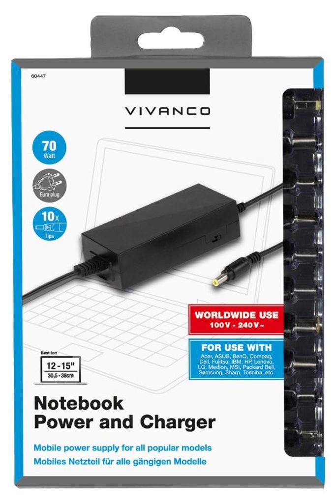 ViVanco™IT-PO NB AC 70, Laptop, Drinnen, 100 - 240 V, 50 / Produktbild 