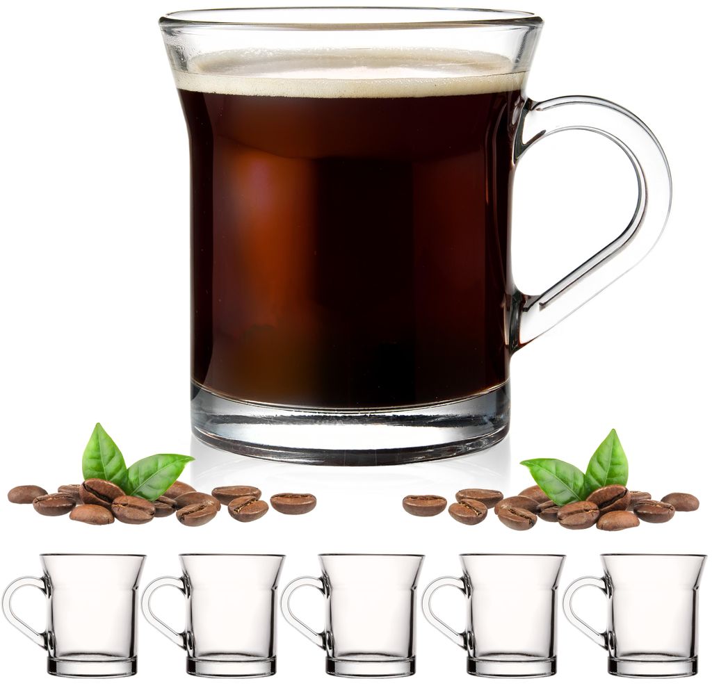 PLATINUX Kaffeegläser mit Henkel aus Glas 220ml (max.280ml) Produktbild 