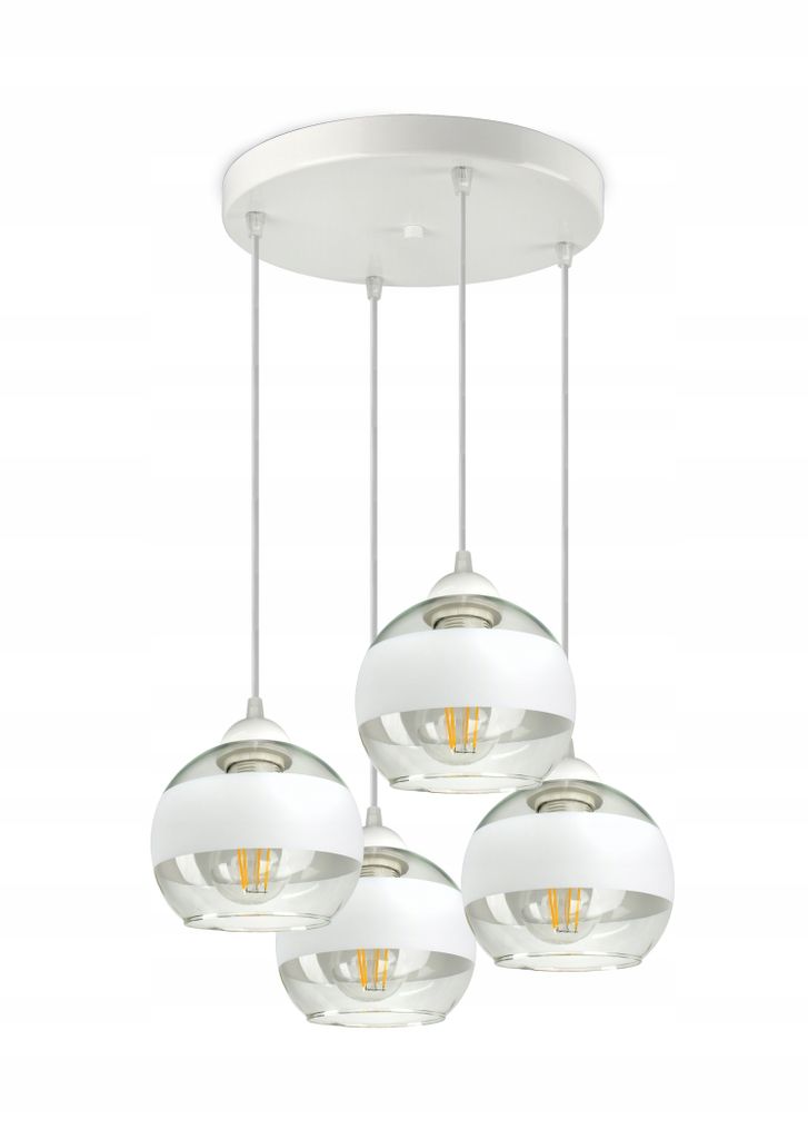 Lampa Wisząca Sufitowa Żyrandol Biała Szklane Kule White Zdjęcie produktu 
