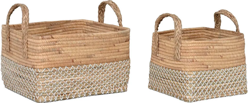 Solution rangement efficace : Lot 2 paniers Home ESPRIT jonc de mer 43cm