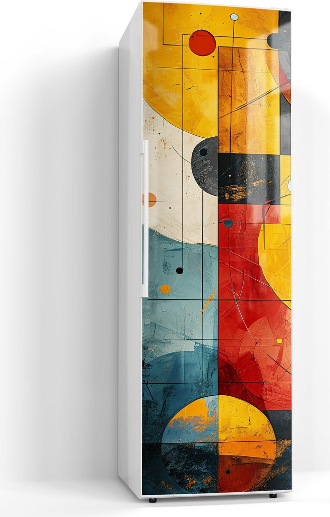 DEQORI Magnetmatte Kühlschrank Standard 60x190 cm 'Geometrischer Farbzauber' Magnetfolie