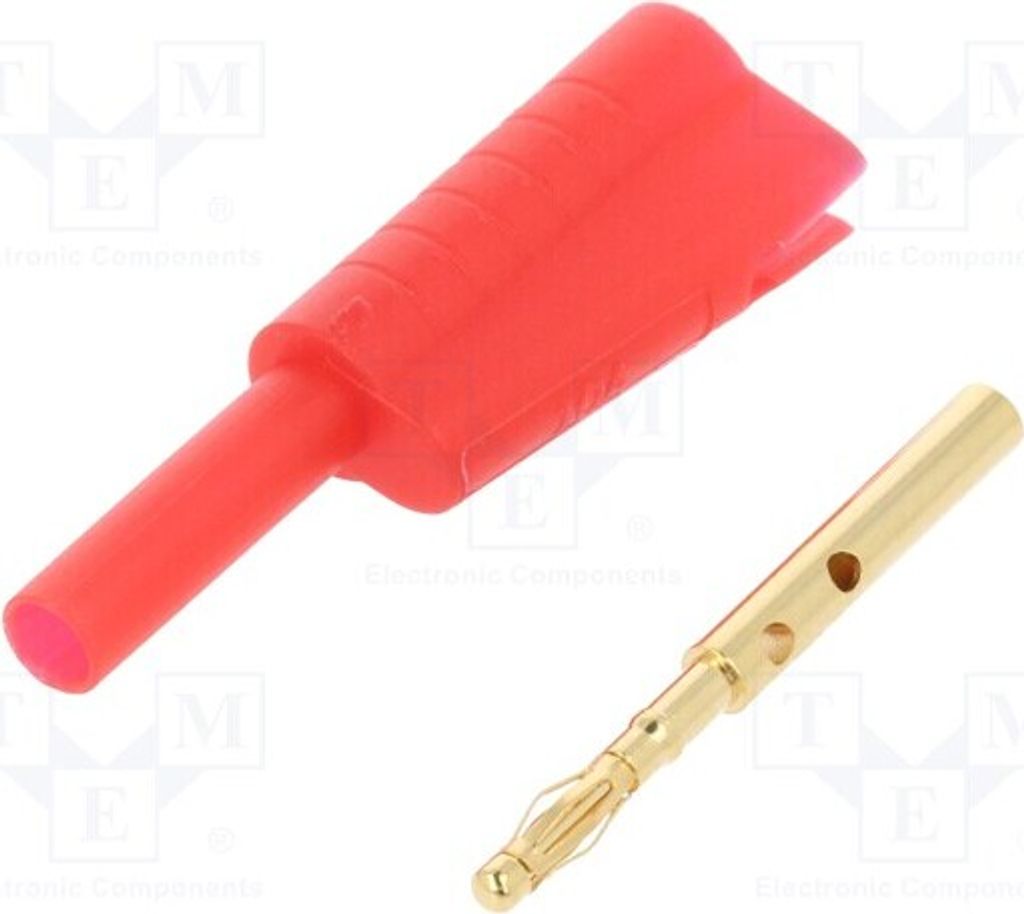 1x Stecker 10A rot 60VDC 30VAC 2mm Bananen Anschlüsse: Löten FCR7366B Bananenstec