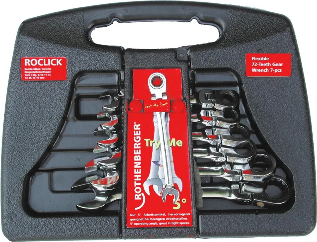 Coffret Clés à Cliquet pour Espaces Difficiles ROTHENBERGER 8-19mm 7pcs