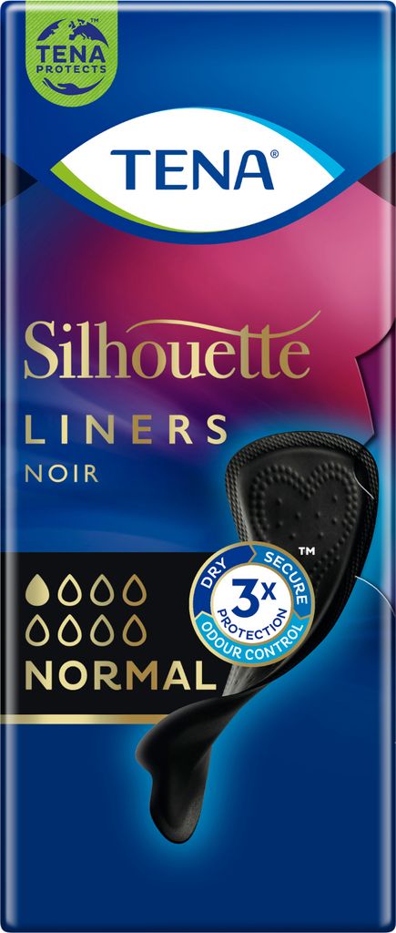 A product package for Tena Silhouette liners.