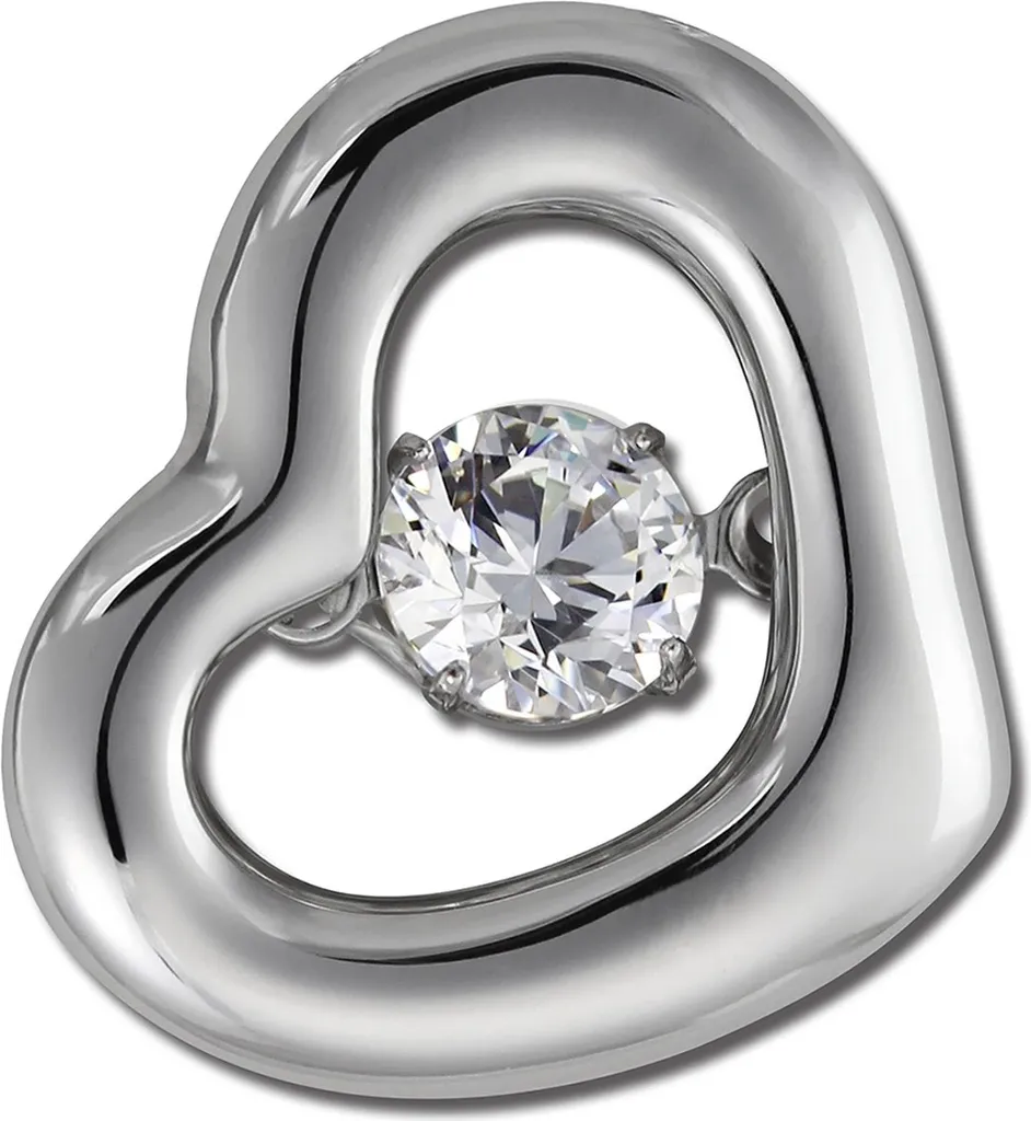 Pendentif Argent Cœur Anti-Ternissement avec Zirconium Blanc Mobile