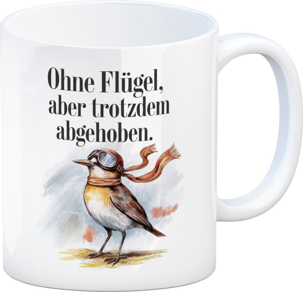 Vogel mit Fliegerbrille Abgehoben Kaffeebecher