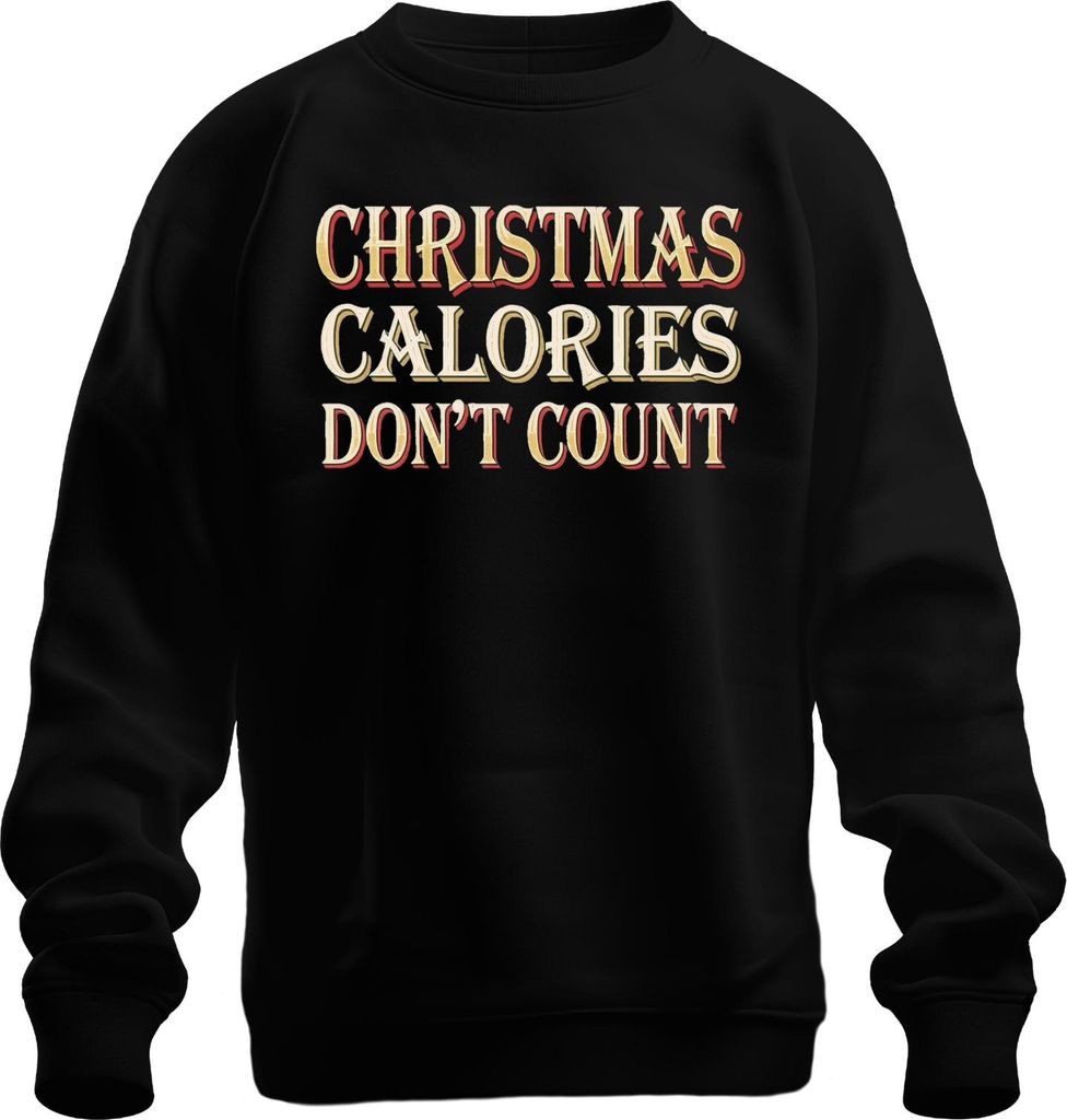 Christmas Calories Don't Count Weihnachten lustig Geschenk Retro Uni Sweatshirt Pullover, Schwarz, XL