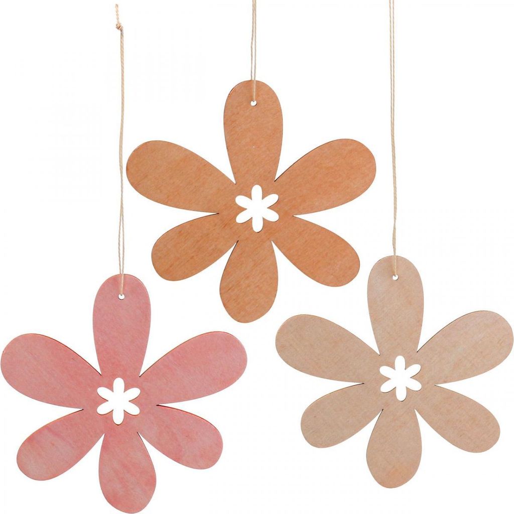 Dekorative Blumenanhänger aus Holz für kreative Dekoration, 12 Stück