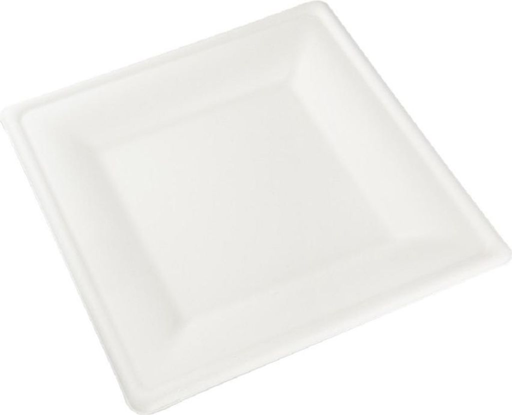 Piatto quadrato in canna da zucchero 26 x 26 cm - 50 pezzi Immagine del prodotto 