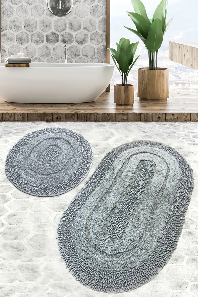 Tapis de bain 100% coton 1600 g/m² gris ultra absorbant Macoroni