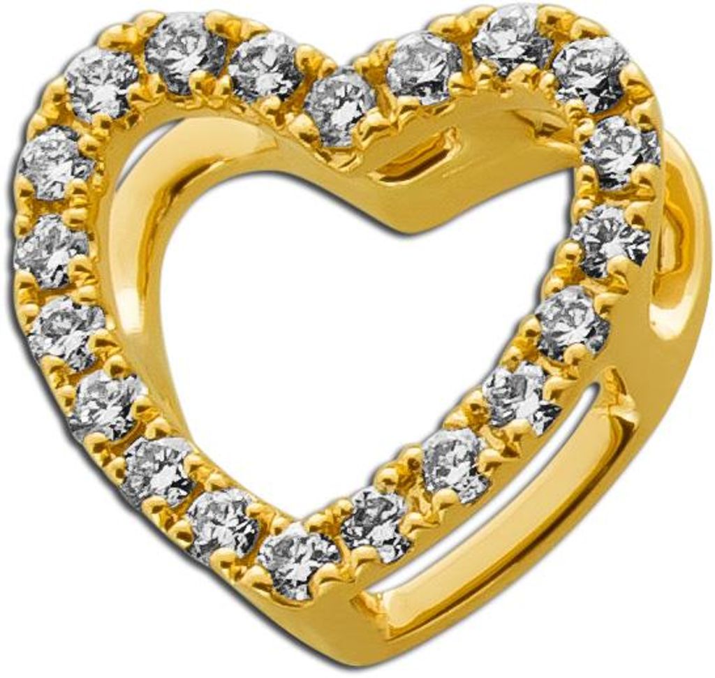 Herz Anhänger Gold 585 14K Natur Diamanten 0.14ct