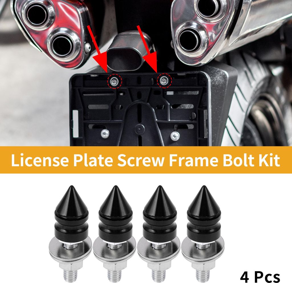 Universelle Motorrad M6 Kennzeichenschrauben Abdeckung 45mm Diebstahlsichere Kennzeichenschrauben Rahmen Schraubensatz Aluminiumlegierung Schwarz 4...