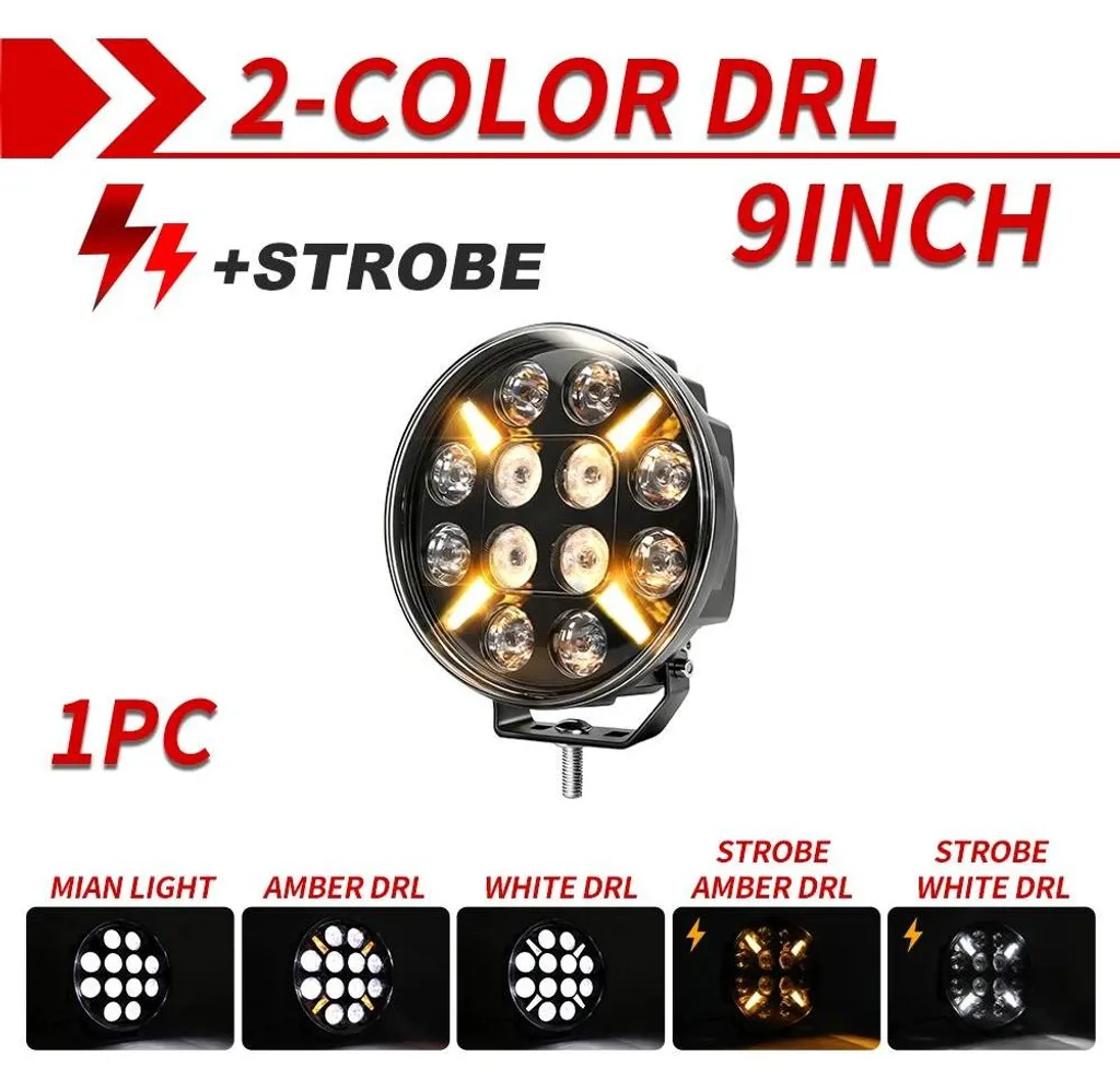 Projecteur de chantier LED 9 pouces étanche avec mode flash sécurité - 2