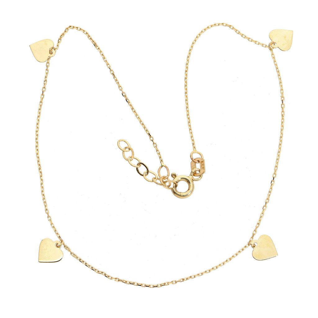 Fußkettchen echt Gold 333 (8 kt) mit Herzanhänger 27 cm verstellbar